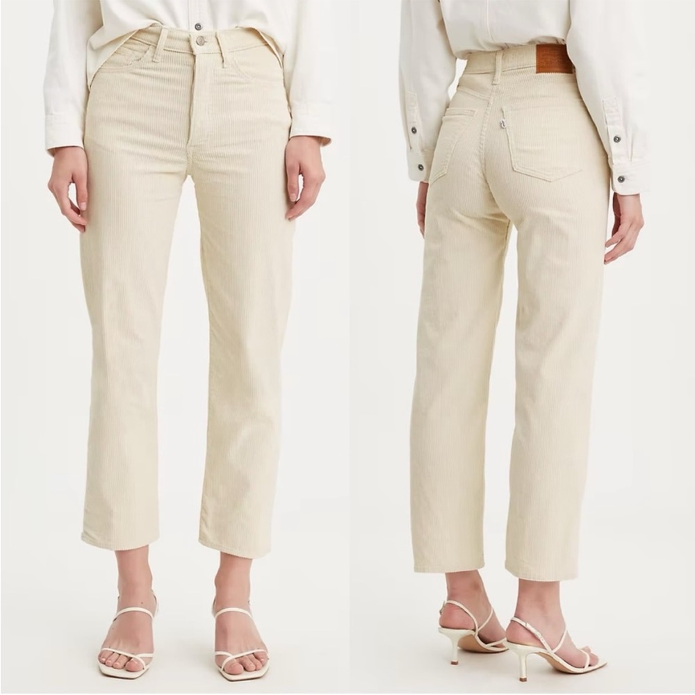 Levi's Cream Cropped Straight Corduroy Pants